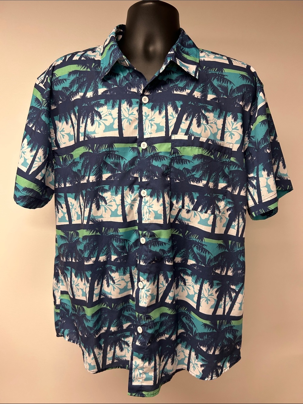HISDERN Mens Palm Tree Hawaiian Button Up Shirt Tropical Short Sleeve